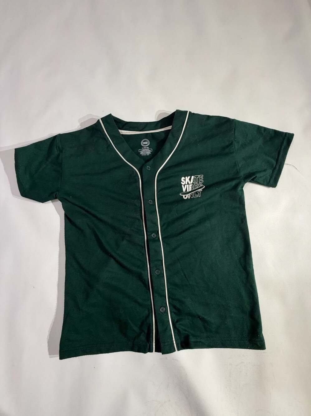 Wonder Nation Green Skate Vibes Only Baseball Jersey Top Girls L 10-12